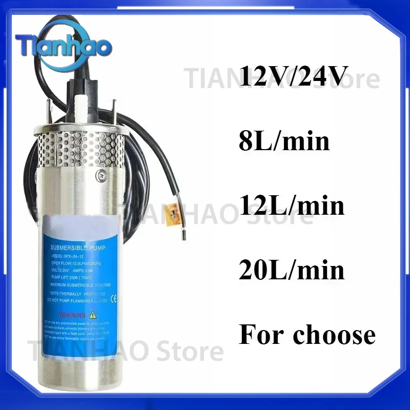 Mini Submersible Solar Water Pump for 12V 24V Systems Lift Height 70M Large Flow Outdoor Garden Deep Well Car Wash Bilge