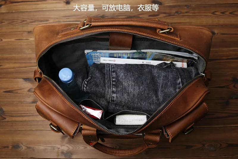 Retro Herren Leder Handtasche Oberschicht Rindsleder Aktentasche Große Kapazität Reisetasche Crazy Horse Leder Laptop Umhängetasche NZPJ – Detail 16