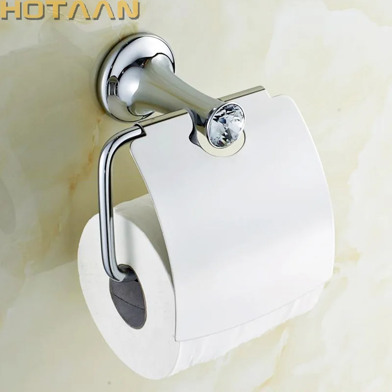 Łazienkowy chromowany uchwyt na papier z kryształową ścianą Stojak na rolkę papieru Wieszak na ręcznik papierowy Archaizowany wodoodporny uchwyt na papier toaletowy — zdjęcie 2