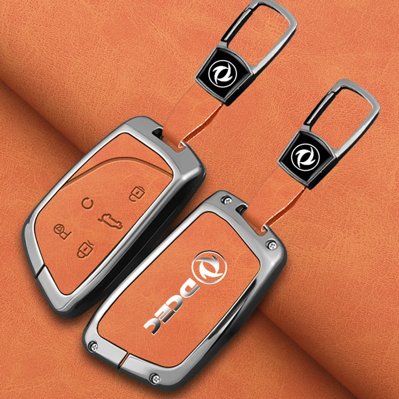 NEW Zinc Alloy Leather Car Key Case Cover Shell For DongFeng AEOLUS 2022 Keyring Keyless Protection Accessories