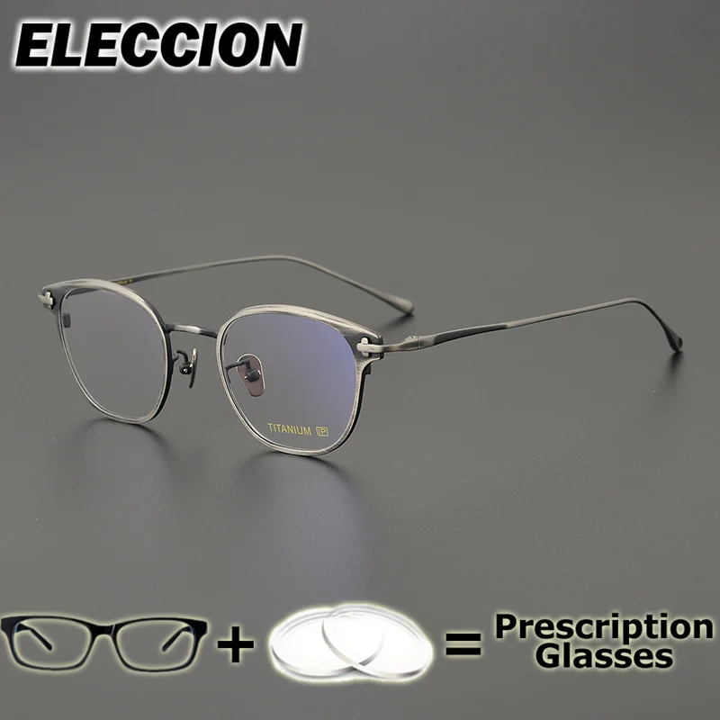 

ELLCCION Prescription Glasses Pure Titanium Super Quality Optical Eyewear Men Women Round Glasses Myopia Minus Lens Photochromic