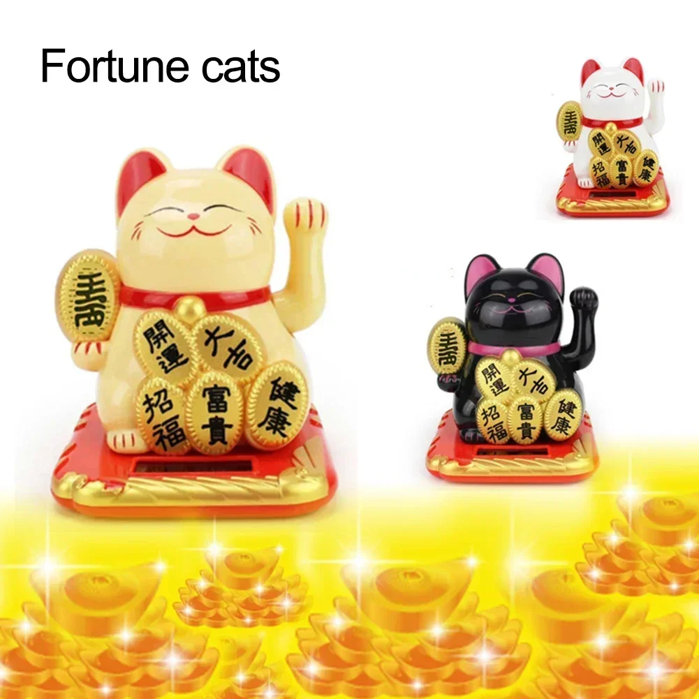 Room Home Decor Sculptures And Figurines 2.5 Solar Power Energy Wave Hand Lucky Cat Car Decorations, New Year Holiday Seasonal