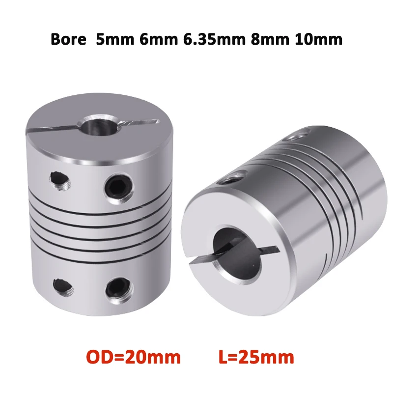 

1PC 3D Printer Aluminium Alloy Stepper Motor Flexible Clamping Coupling Diameter 20mm Length 25mm Shaft Coupler Clamp Encoders