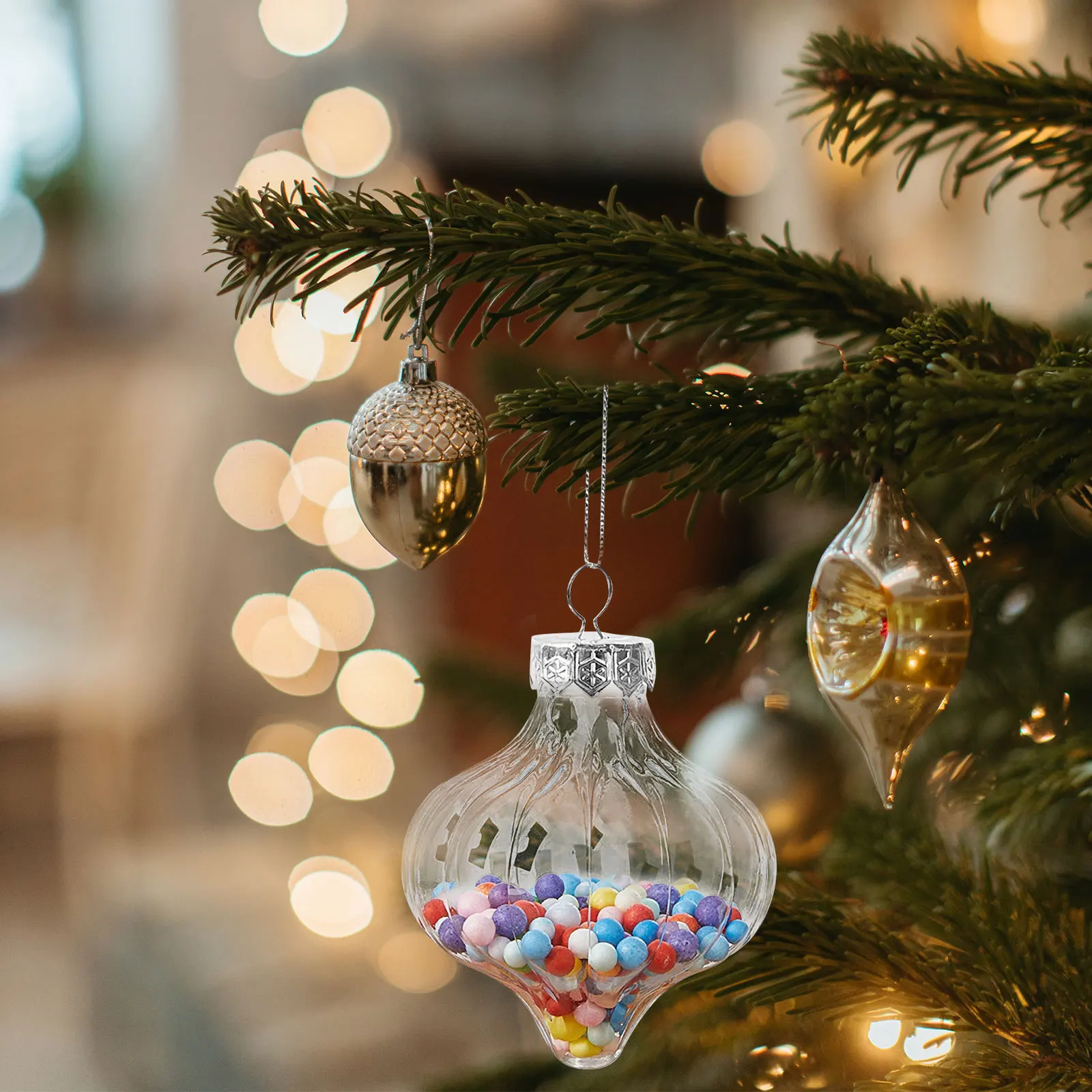 

8Pcs Clear Onion Christmas Ball Ornaments Transparent Plastic Fillable Decorations Christmas Tree Hanging Balls DIY Crafts