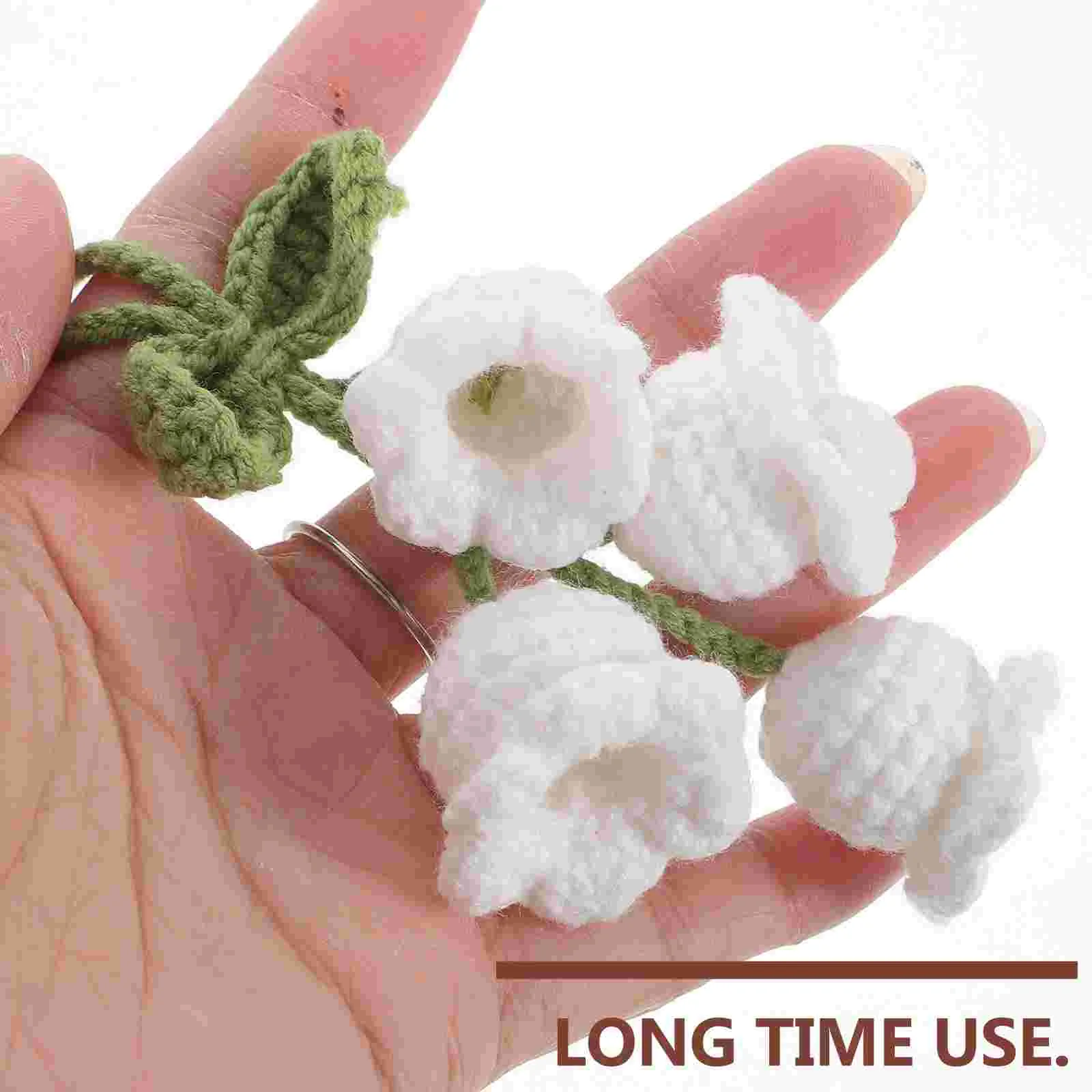 Lily Valley Pendant Crochet Flower for Keychain Decorative Adorable Knitted Charm Woolen Yarn