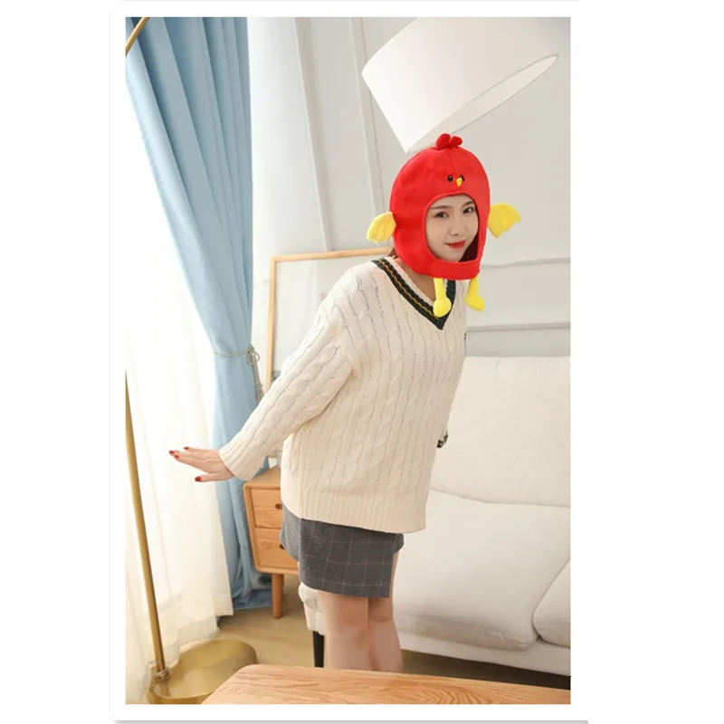 Funny Red Bird Hat for Party, Animal Cap, Wig, Hair Headwear, Headdress, Cosplay Accessories, Kids Birthday Gift