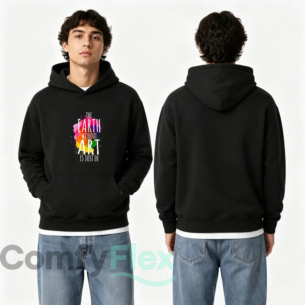 Earth Without Art Is Just Eh Colorful Watercolor Paint Splash Autumn and winter new men's and women's hooded sweatshirts