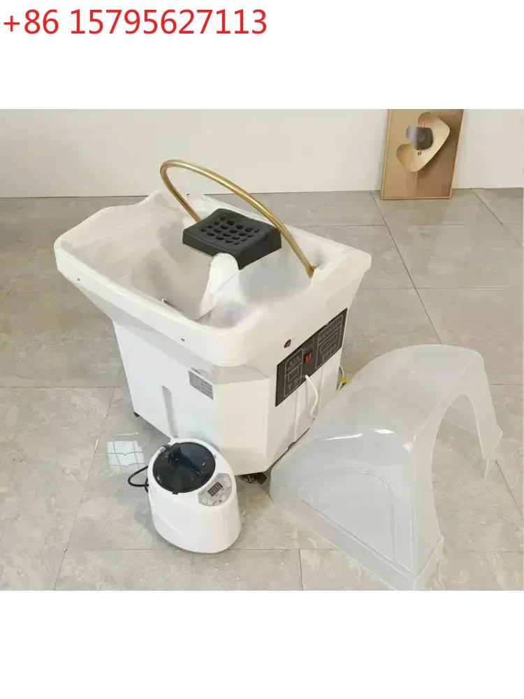 Movable Shampoo Basin Head Therapy Machine Supporting Massage Couch Facial Bed Fumigation Water Circulation