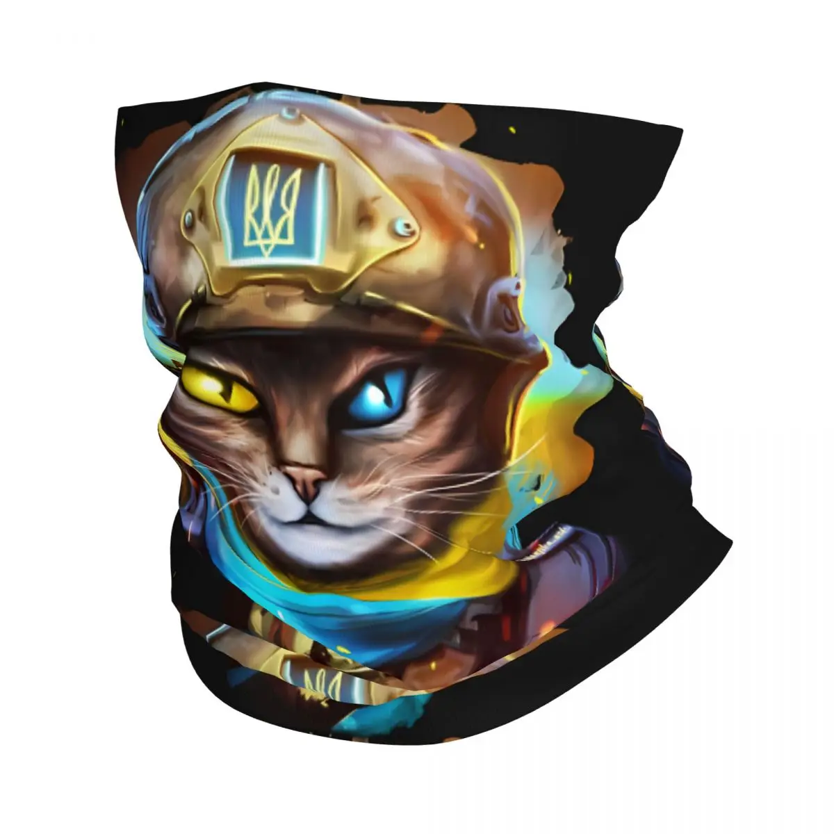 Cat Ukrainian Soldier Scarf Neckerchief Neck Face Mask Polyester