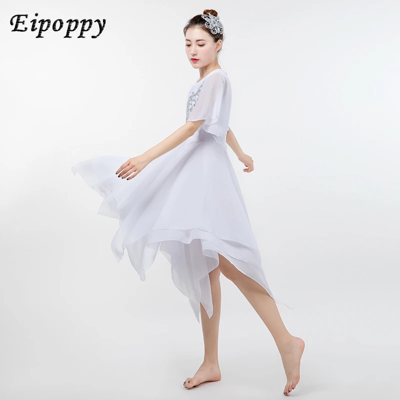 Vestido blanco de baile clásico para jóvenes, falda de Ballet elegante, ropa de actuación de baile contemporáneo