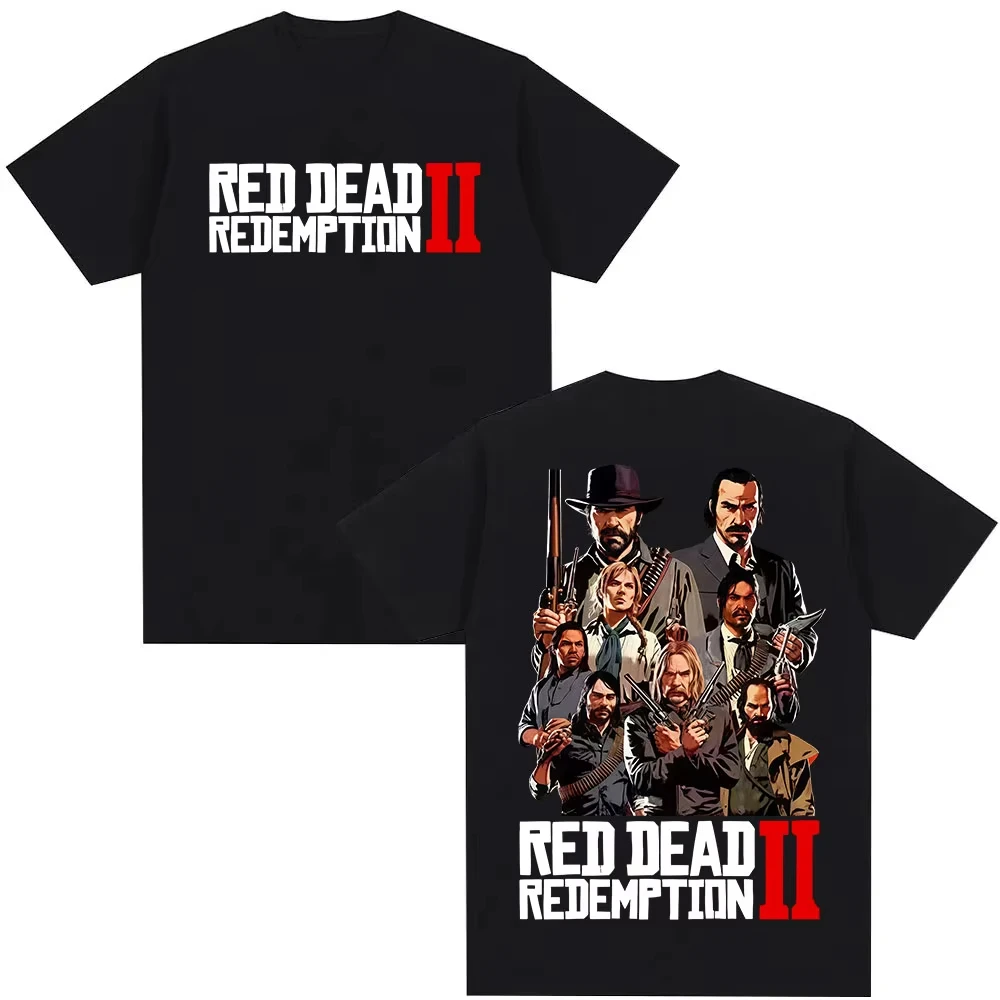 المرأة ريترو آرثر مورغان تي شيرتات قصيرة الاكمام الأحمر الميت الفداء 2 غسلها نمط تي شيرت موضة عالية الجودة القطن قميص #1