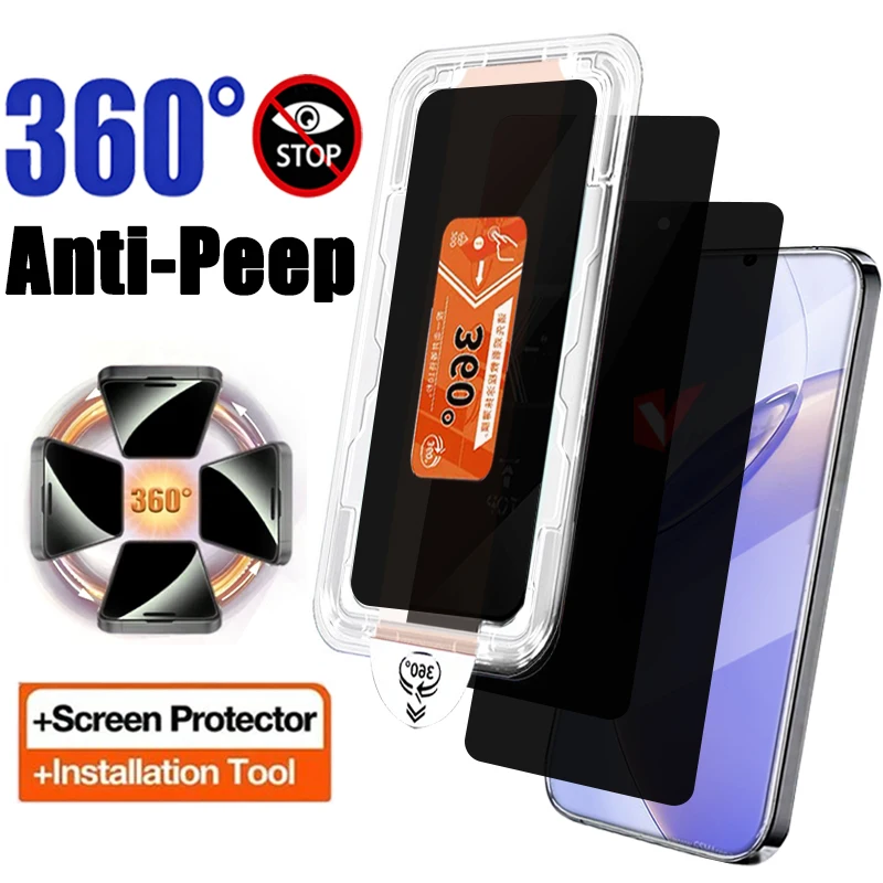 

1-2Pcs 360 Degree Easy Install Anti-Spy Tempered Glass For Realme 16 Pro 15 Lite 14 13 Plus 12 11 15T 14T 12X Screen Protector