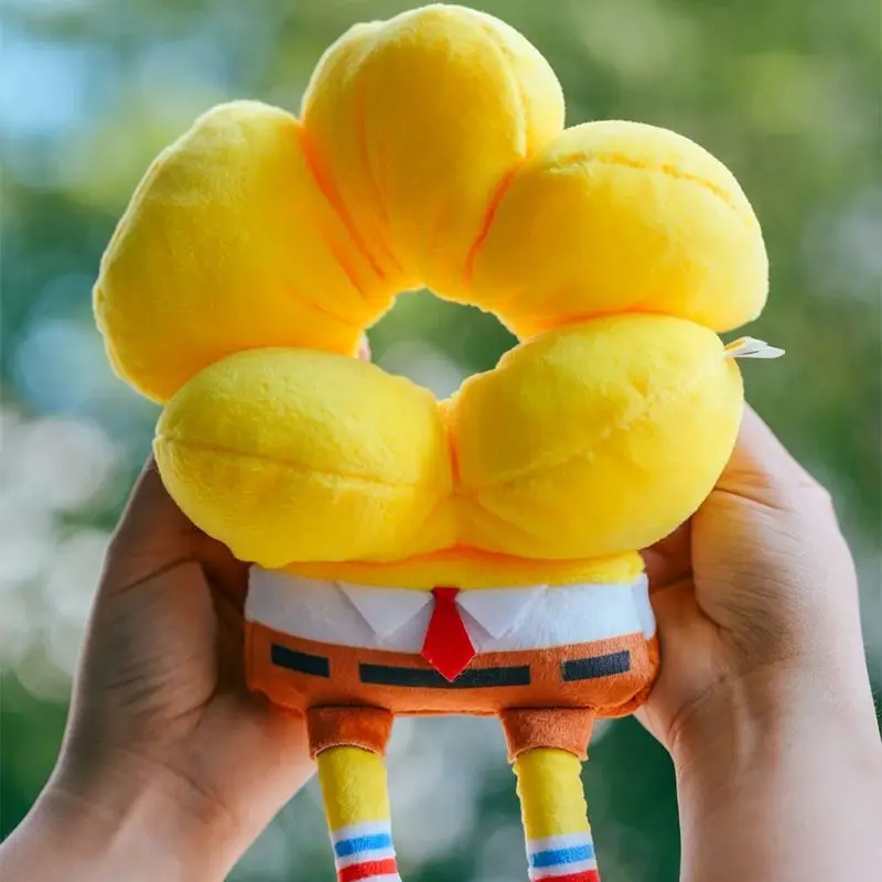 Kawaii SpongeBob Patrick Plush Hair Ring Adorable Cartoon Flower Fluffy Elastic Hair Tie Sweet Anime Hair Accessory Daily Wear