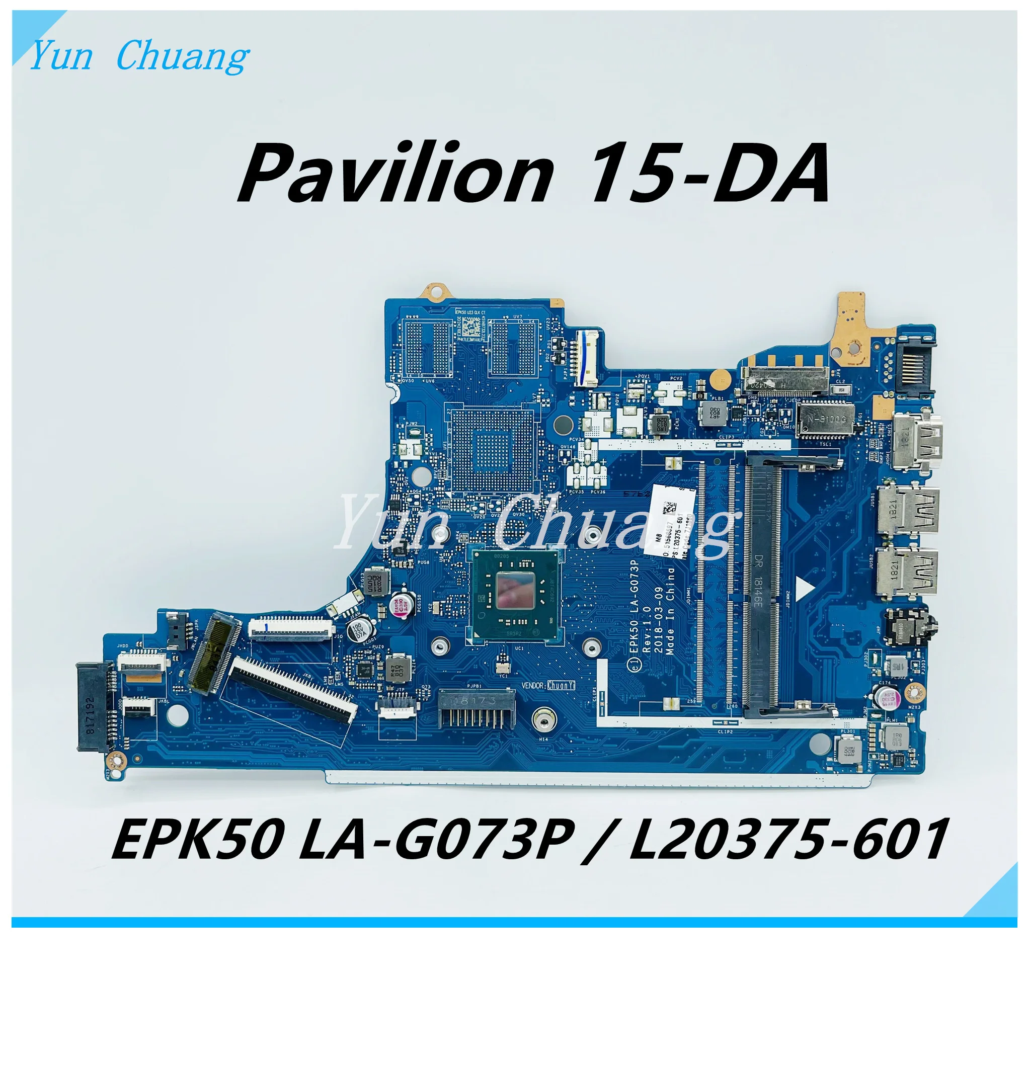 EPK50 LA-G073P для ноутбука HP Pavilion 15-DA, материнская плата LA-G073P, материнская плата с процессором N5000 N4000 DDR4 100%