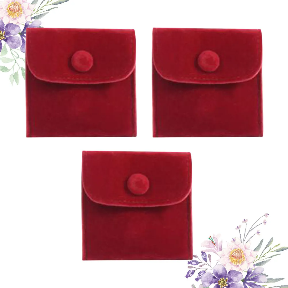 

3Pcs Chic Jewelry Storage Pouch S Size Buckle Closure for Wedding Favors Gift Bag Coin Purse Necklace Bag for Women