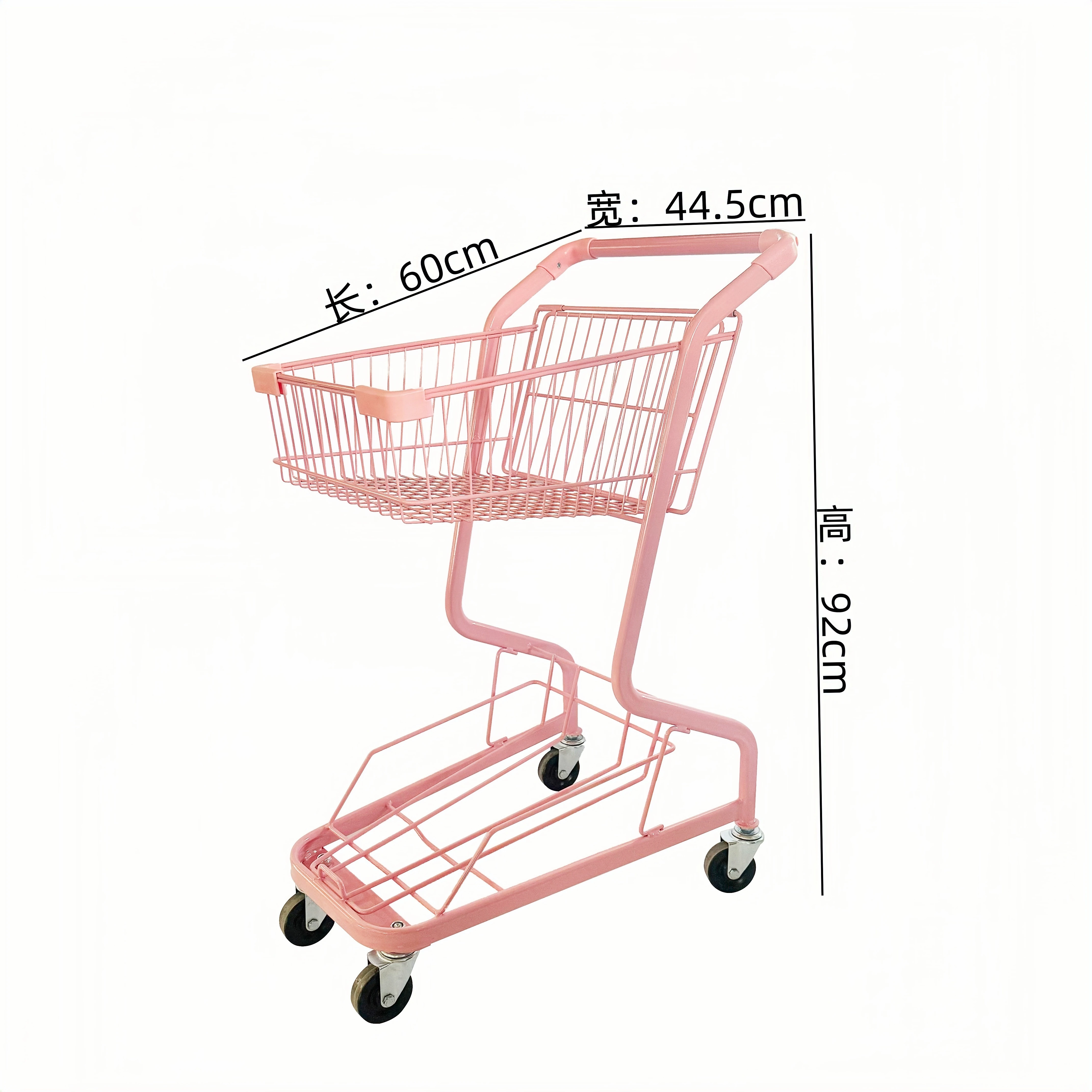 Supermarket shopping cart pet store convenience store bar stall trolley pink double-decker shopping mall trolley