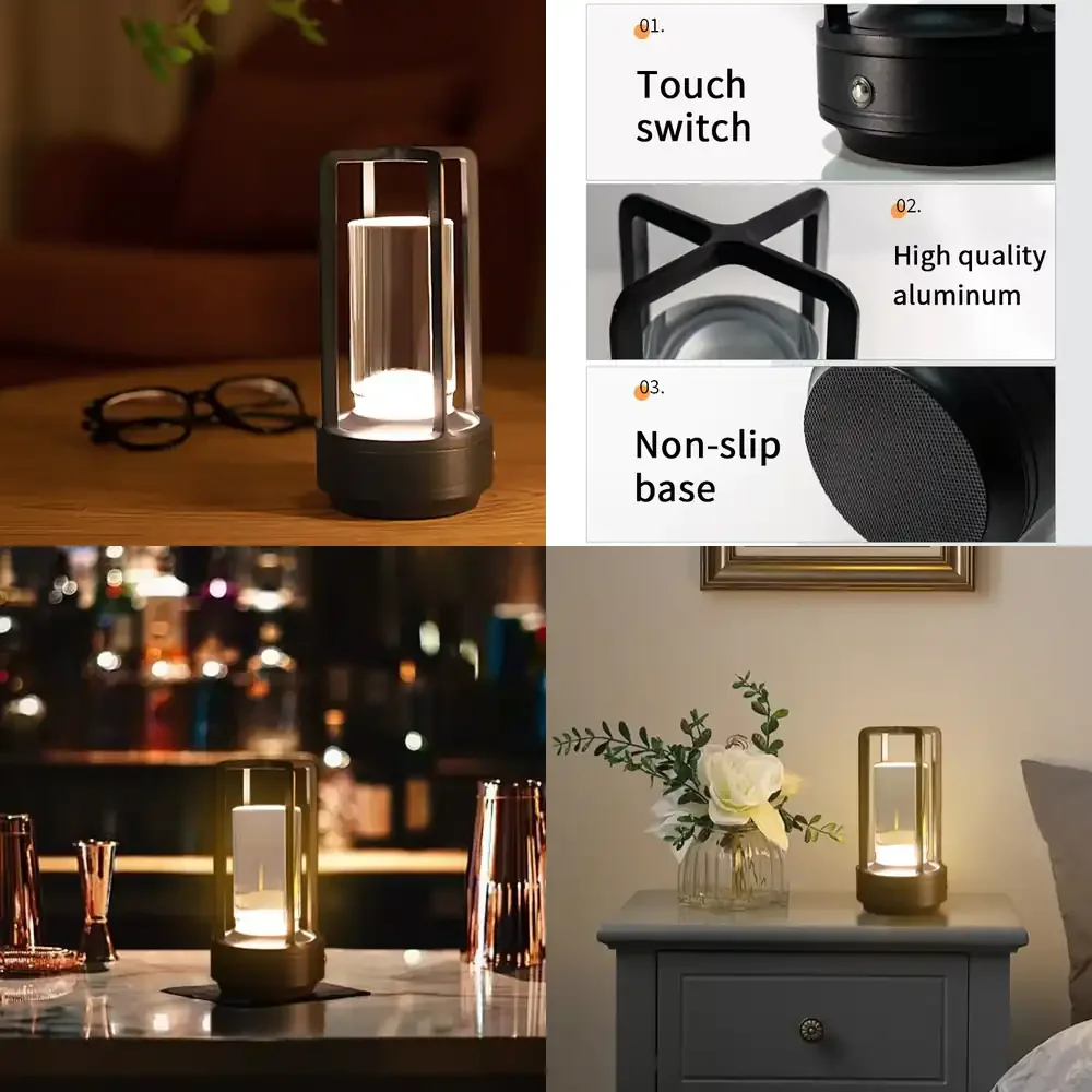 

USB LED Table Lamp Touch Switch Night Light Rechargeable Battery Modern Design Lantern for Restaurant Hotel Office Home Use