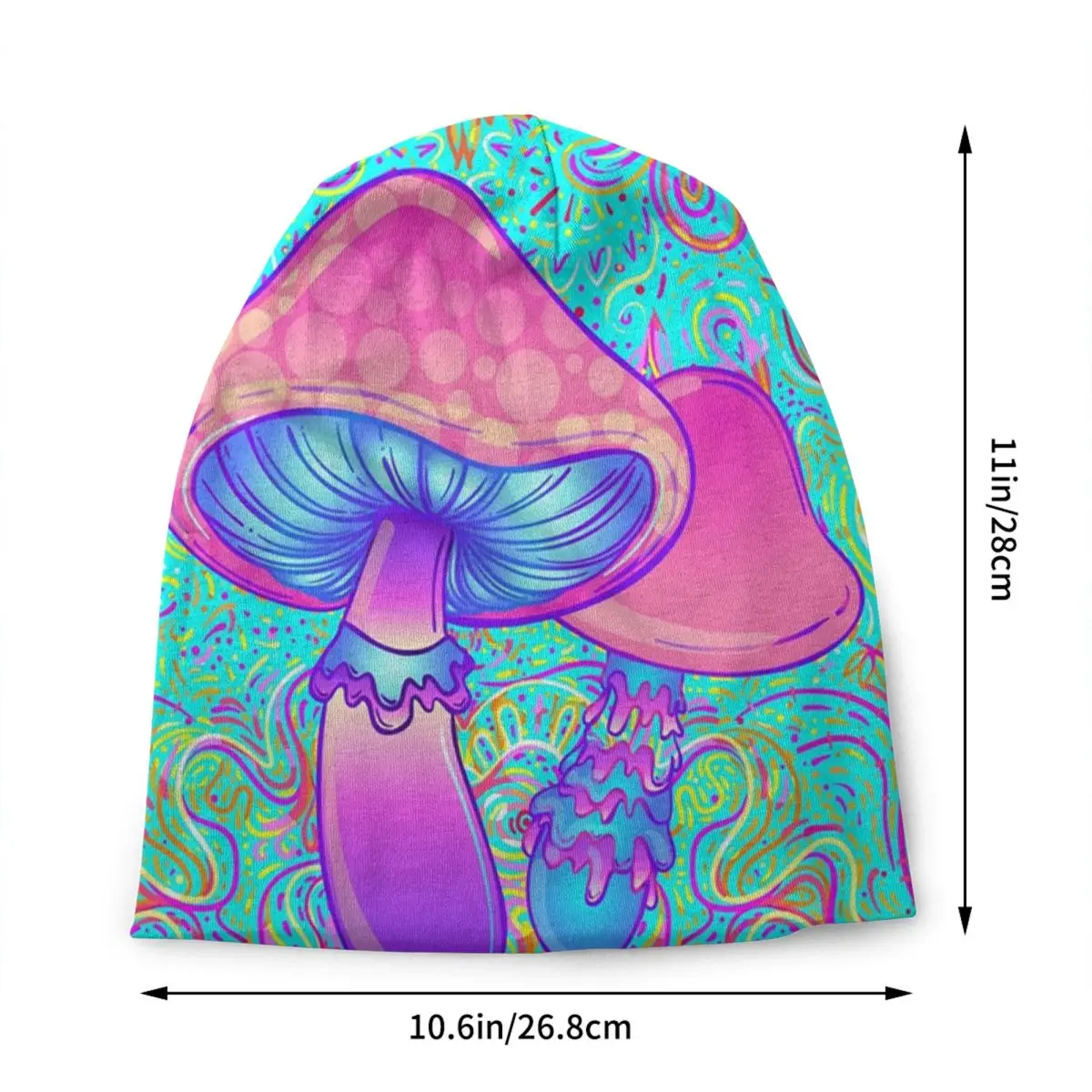 Magic Mushroom Trippy Psychedelic Neon Pastel Goth Skullies Beanies Caps Hip Hop Winter Warm Knitting Hat Adult Bonnet Hats