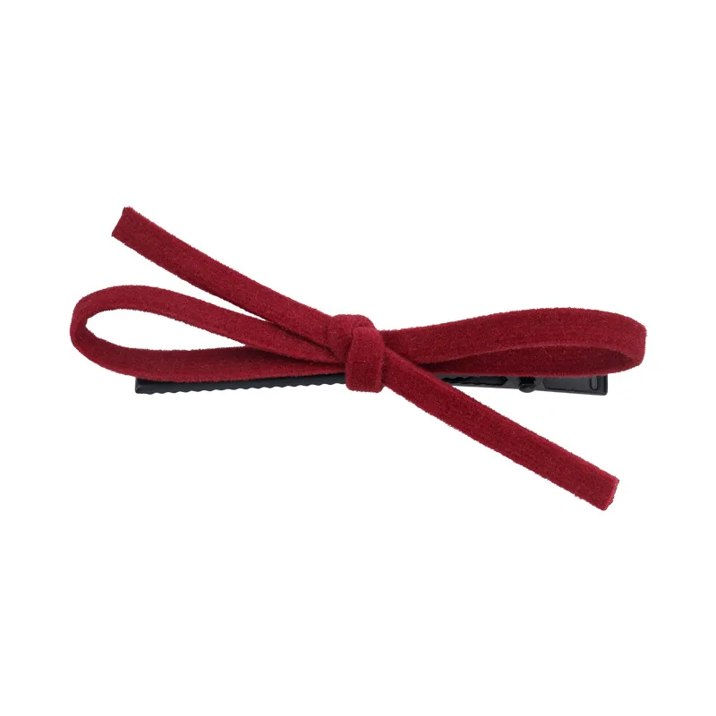 New Suede Red Bow Hair Clips Bangs Clip Headband For Girls Sweet Hairpin Children Cute Barrettes Woman Fashion Hair Accessories