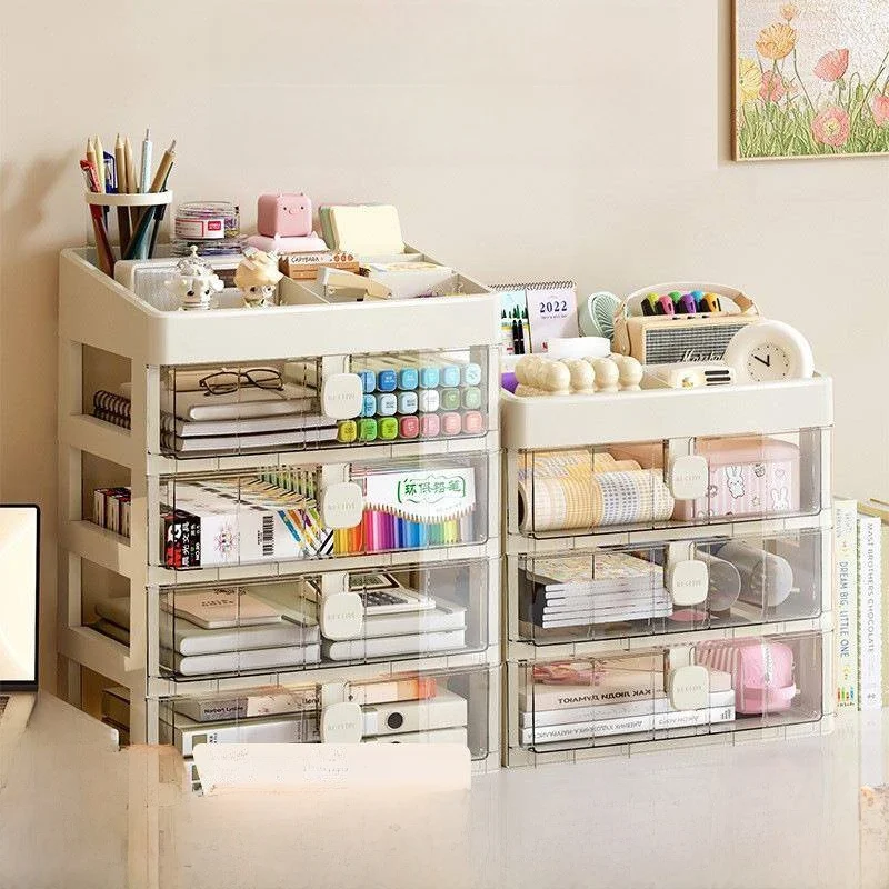 

Desktop Organizer Drawer Style Office Supply Cosmetic Storage Box Multi Layer Rack Cabinet Plastic Material Japanese Style