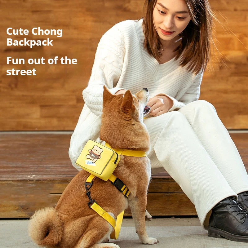 

Backpack Leash & Cartoon Harness Set for Small Dogs/Cats - Anti-Escape Safety Vest with Embroidery, Outdoor Walking Gear