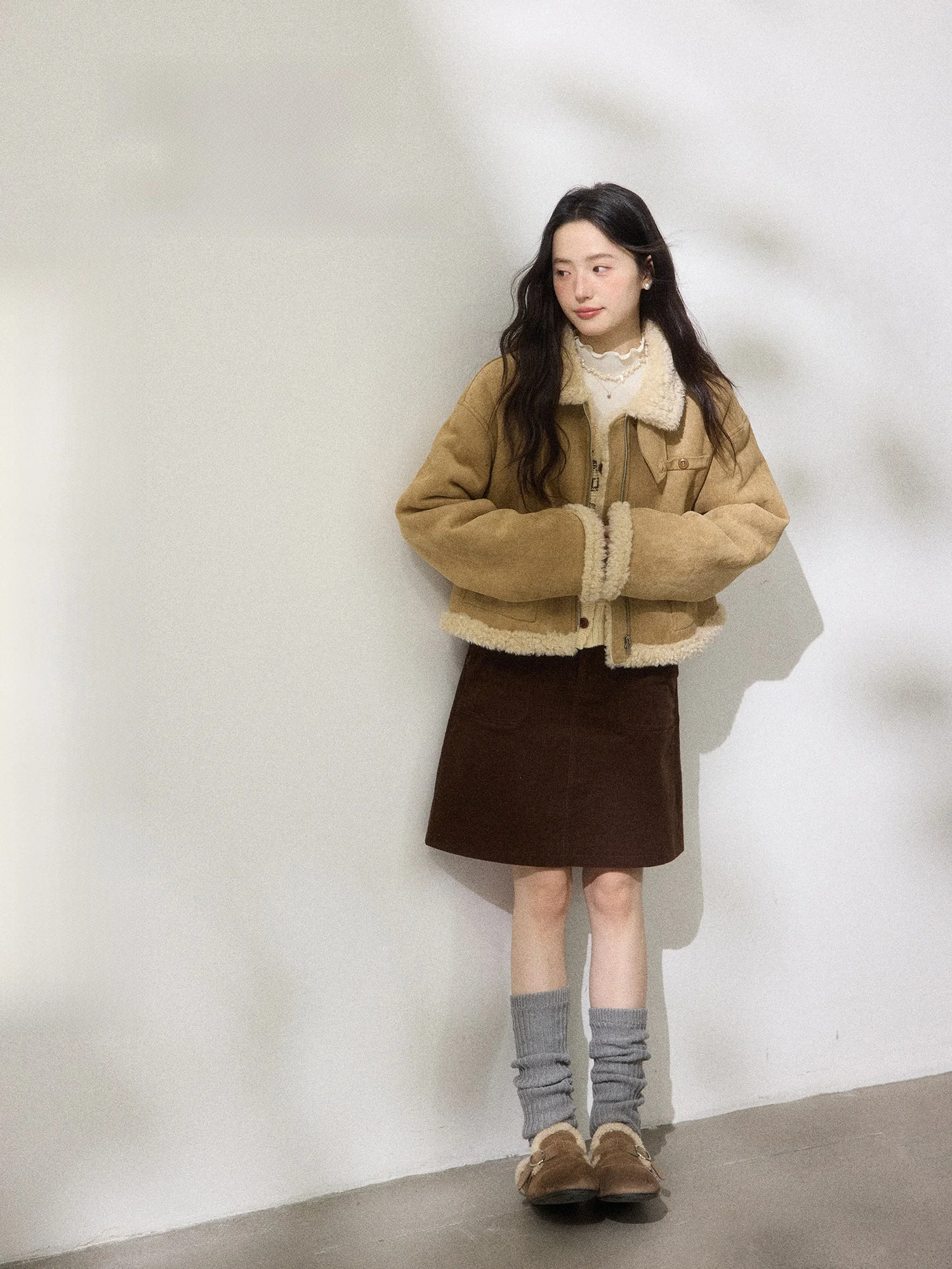 

ORWhite Американская ретро-куртка из замши для женщин, укороченная, цвета хаки, свободного кроя, повседневная, зимняя, утепленная верхняя одежда