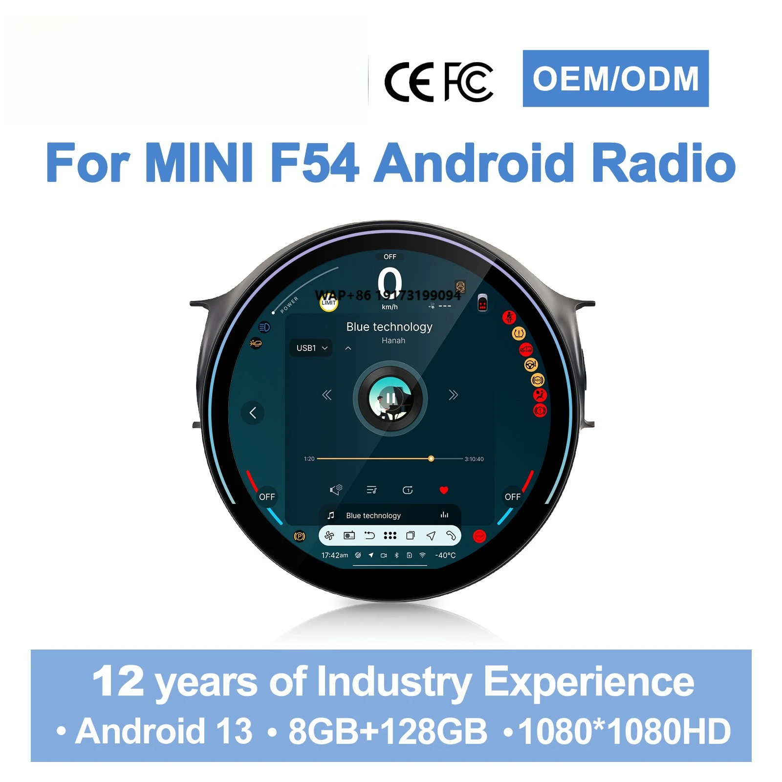 

Digital Instrument Cluster Round Screen Android CarPlay Multimedia for MINI R56/R60/F54/F60