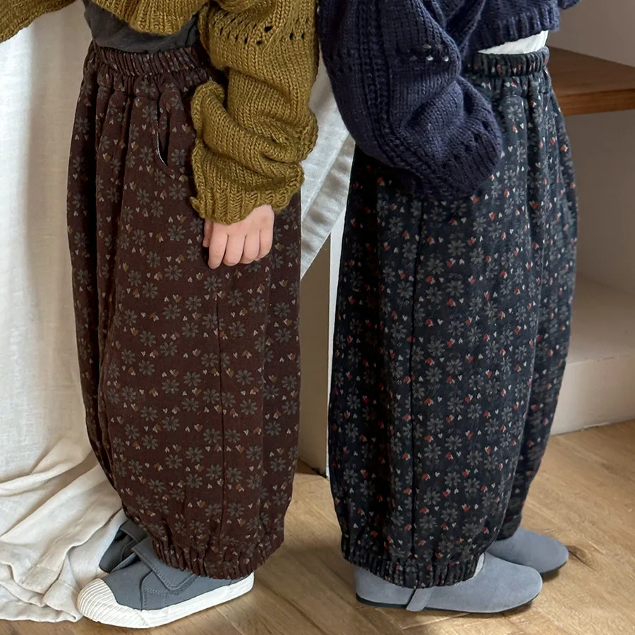 

Child Pants Floral Spring Autumn Cotton Soft Printing Cute Leisure Forest Style Fashionable Comfortable Wide-leg Pants