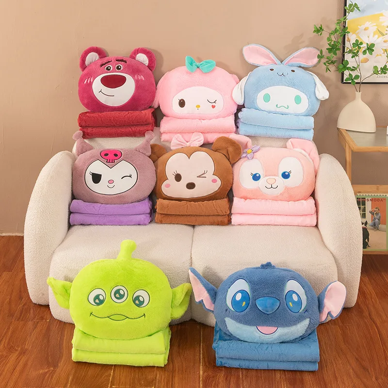 

Подушка Sanrio с рисунком куклы, одеяло для сна, утолщенное портативное дорожное одеяло, чехол для кондиционера, одеяло