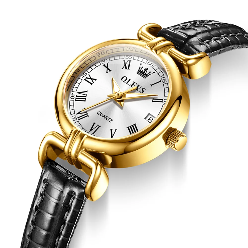 OLEVS ساعات نسائية 5645L قمة الموضة الفاخرة العلامة التجارية الأصلية ساعة كوارتز لسيدة الطلب الصغير مقياس روماني حزام من الجلد جديد