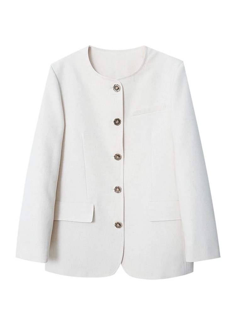 ZOCI Office Lady Girocollo Blazer per le donne Monopetto Minimalismo Giacche larghe Moda 2024 Autunno Nuovo FC1175