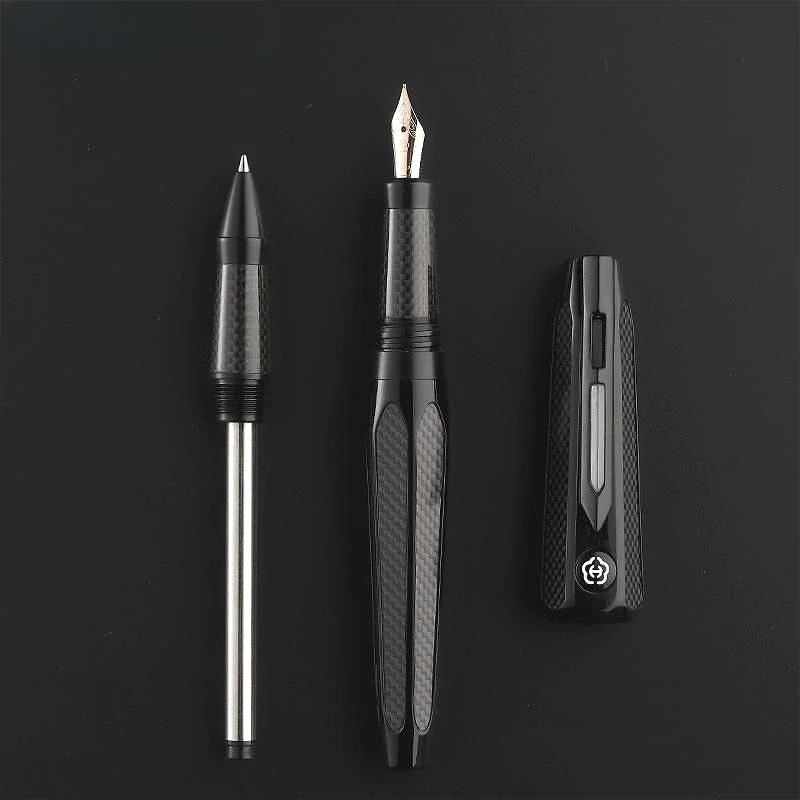 

Hero H712 Space 10k Gold Fountian Pen and Gel Pens Double Ended Pen F 0.5mm Nib Ink Pen Black Writing Set Gift Business Office