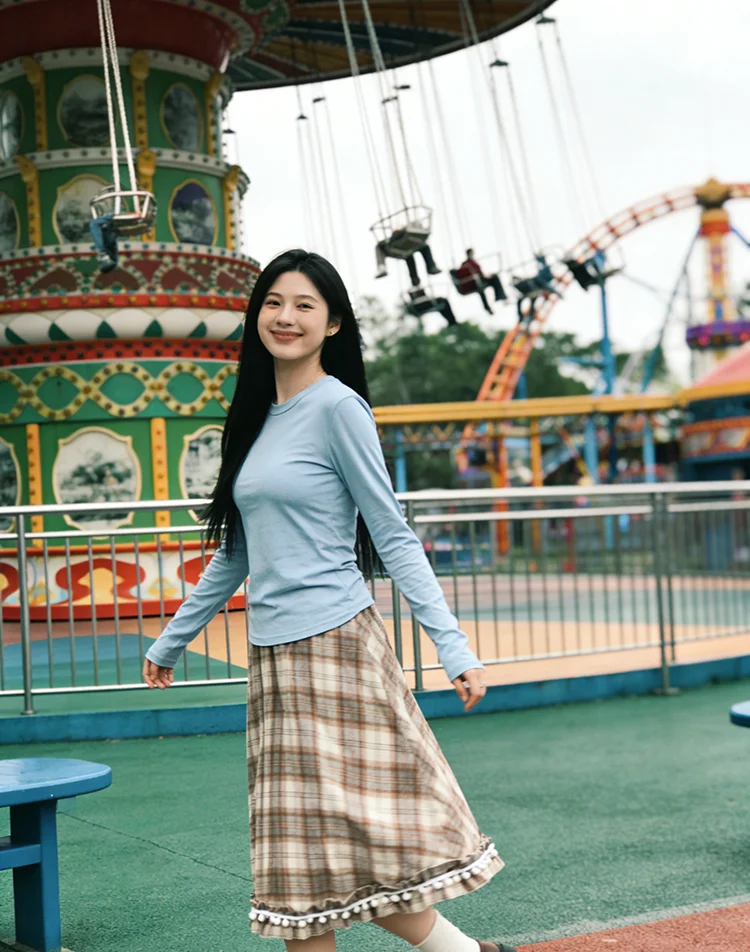 

Юбки женские осенне-зимние уличная одежда средней длины с высокой талией милые трапециевидные свободные для молодых девушек элегантные клетчатые женские удобные ретро