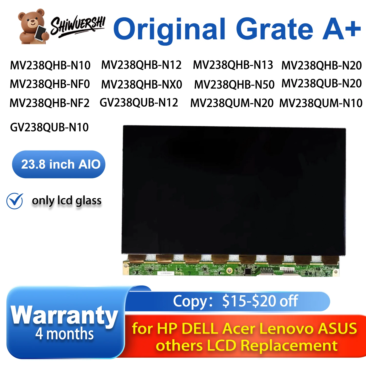 

23,8-дюймовый ЖК-дисплей MV238QHB N10 N12 N13 N20 NF0 N50 NF2 NX0 MV238QUB N20 N12 N10 MV238QUM N10 MF238FHB N30 N50 N10 MF238FHB-NF0-TMS0