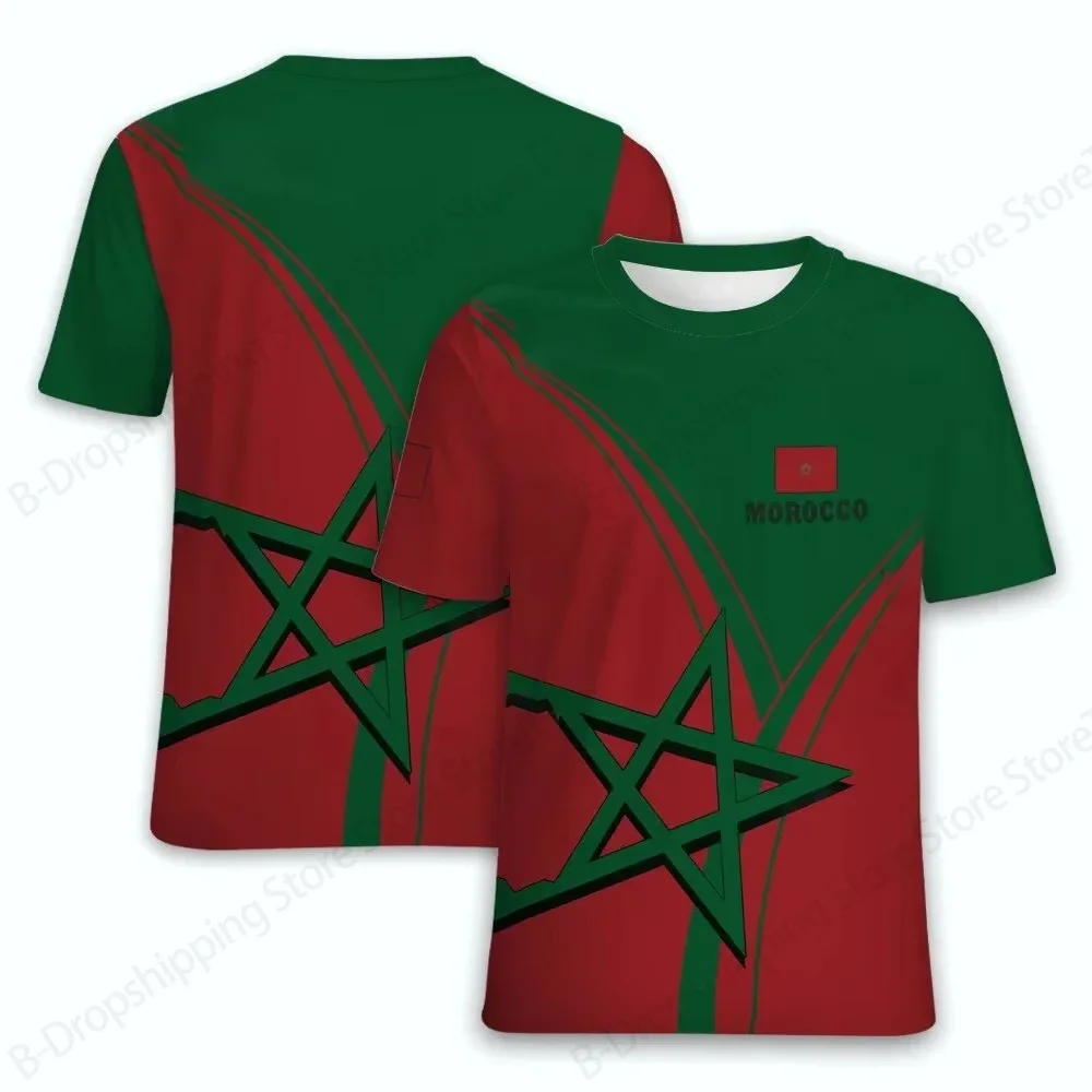 Moroccan Flag 3d Print Tshirt Fashion T-shirt Moroccan Flag Emblem Graphic T Shirt Casual Short