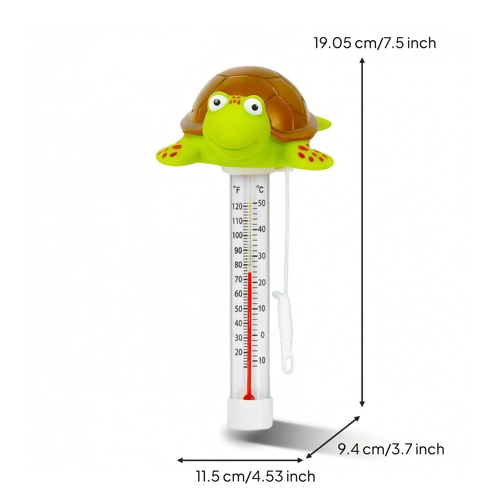 Turtle Design Pool Water Thermometer for Children Bath Float Toy with Hanging Cord Accurate Reading for Swimming Spa