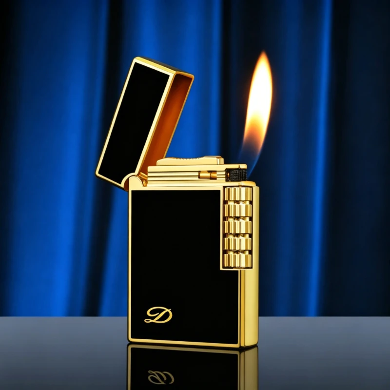 Solid Color Classic Metal Lighter, Flint Wheel Slant Open Flame Igniter, Business Luxury Smoking Gadget, Elegant Gift for Men