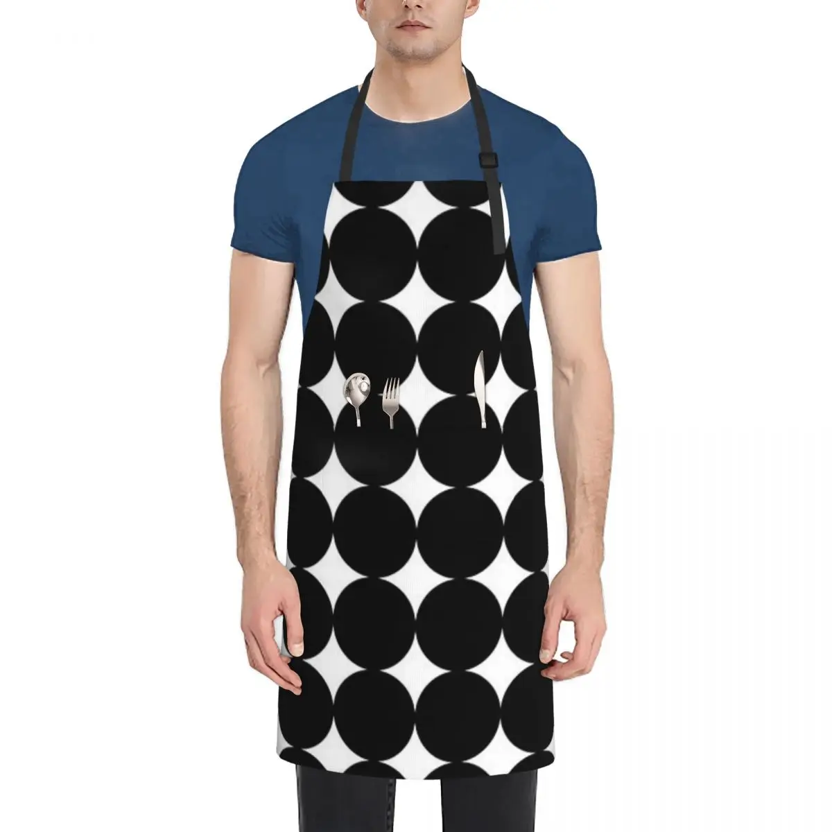 

Retro 1960's Mod Contrast Circles Adult Waterproof Apron with Pockets - Easy-Care, Stain-Resistant Apron for Cooking, Baking