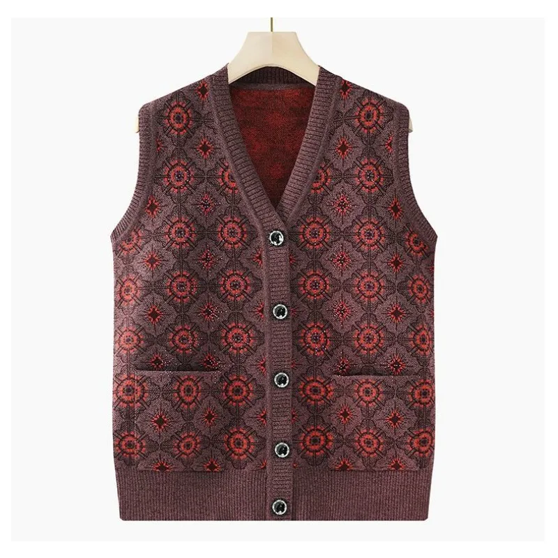 

Жилет для пожилых людей, бабушка, жилет, свитер, вязаный кардиган, одежда, осенне-зимняя куртка