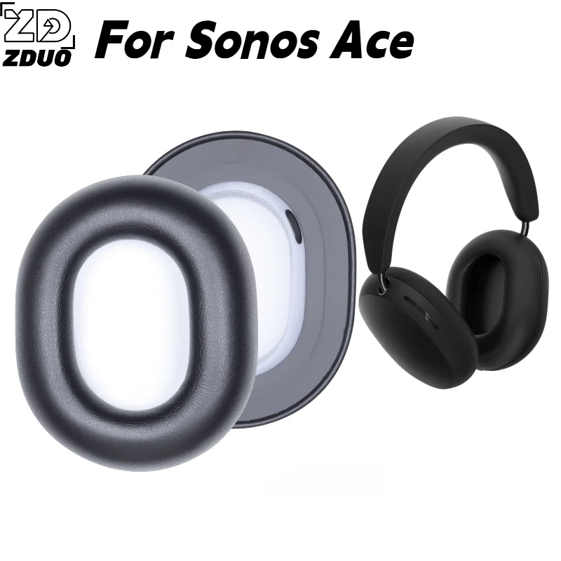 For Sonos Ace Wireless Headphones Magnetic Attached Protein Leather Ear Cushions, High Density Memory Sponge Replacement Earpads
