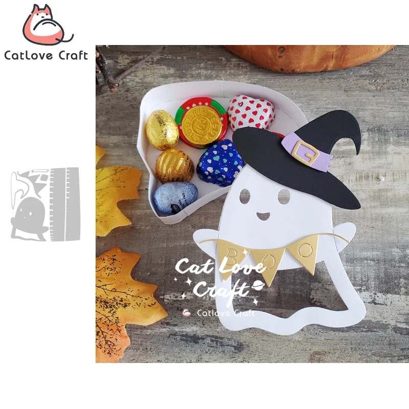 Catlove Halloween Candy Box Ghost Metal Cutting Dies Scrapbooking Mold Stencil Die Cuts Card Making DIY Craft Embossing New Dies