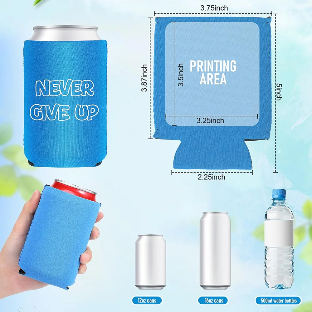 Bulk Blank Beer Can Cooler Sleeves Soft Insulated Reusable Drink Cooler for Soda Drink Water Bottle Sublimation Party Supplies
