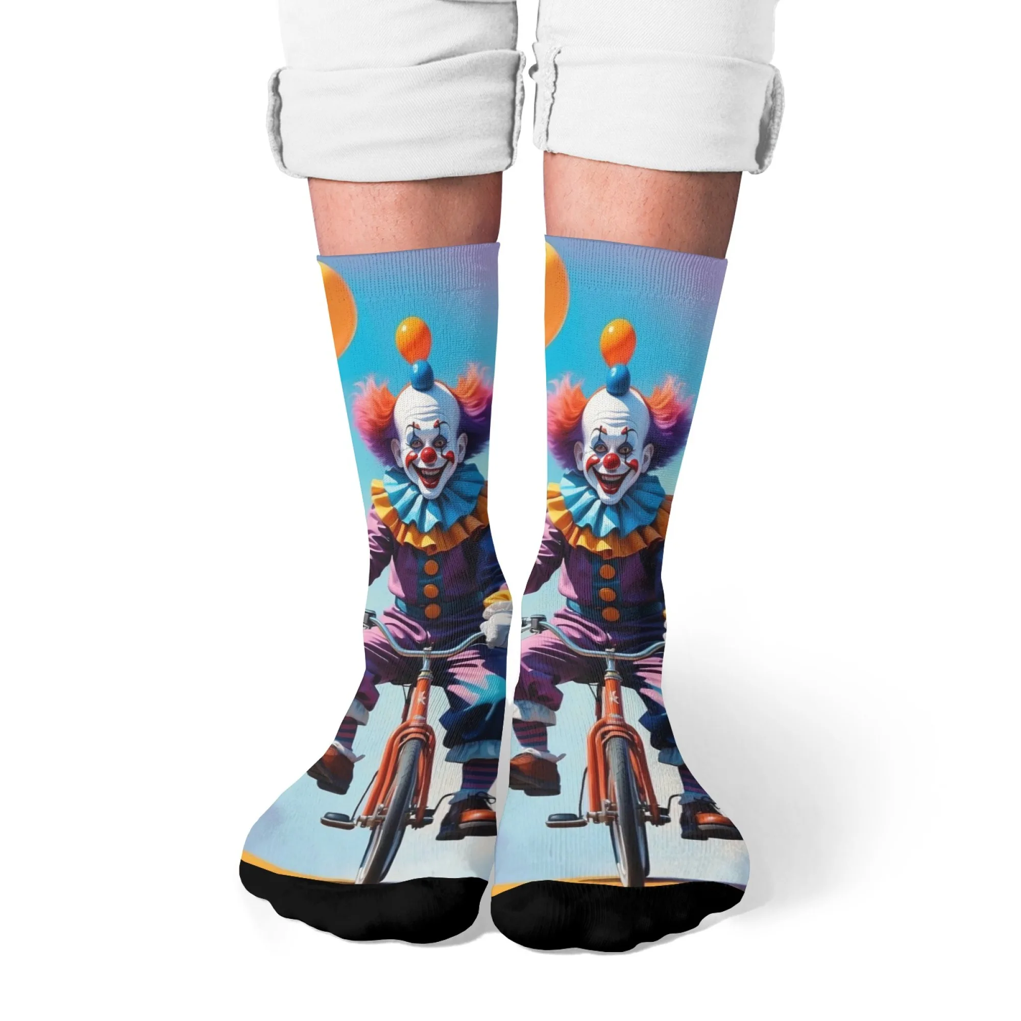 

Cycling clown print men's socks novelty Harajuku retro street fashion socks comfortable breathable non-slip socks holiday gift