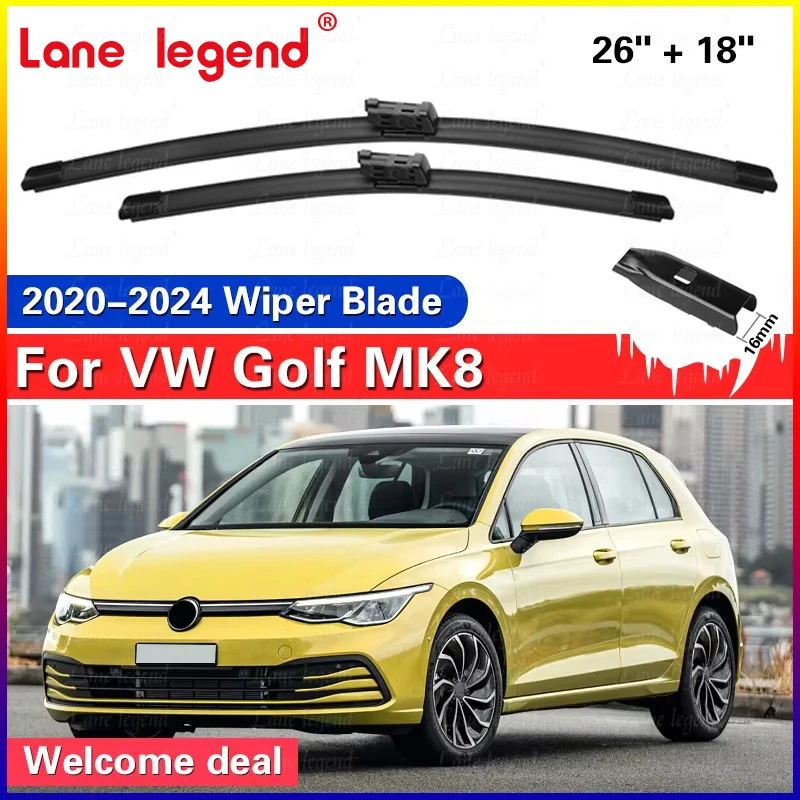 

Передние щетки стеклоочистителя для VW Golf MK8 2020-2024, лобовое стекло, щетки от дождя, 26 "+ 18", автомобильные аксессуары