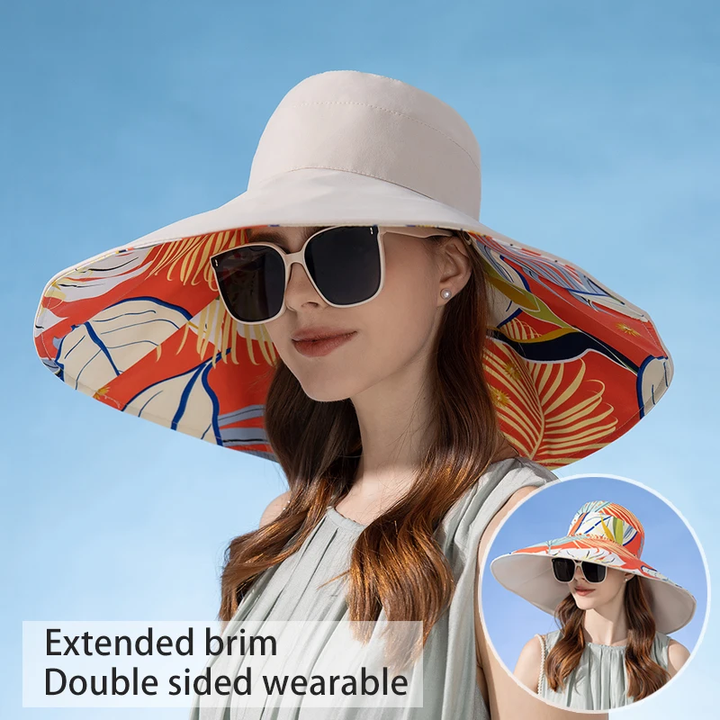 Xinbaoguan 100% Cotton European and American Cross border Women\'s New Double sided Fisherman Hat Summer Enlarged brim Sun hat