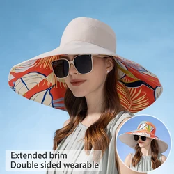 Xinbaoguan 100% Cotton European and American Cross border Women's New Double sided Fisherman Hat Summer Enlarged brim Sun hat