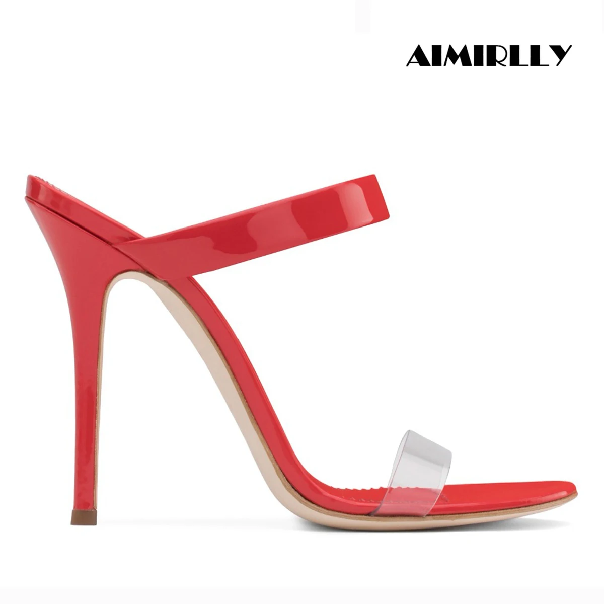 

Женские босоножки-мулы на высоком каблуке с ремешком из ПВХ, вечерние сабо без шнуровки с открытым носком, разноцветные