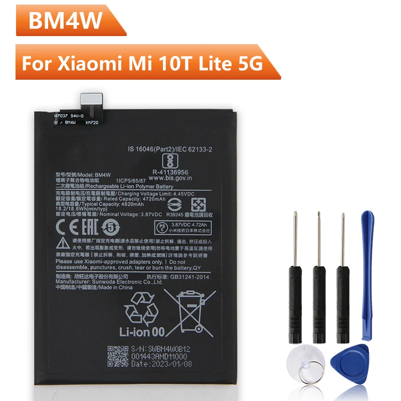 

NEW Replacement Phone Battery BM4W For Xiaomi Mi 10T Lite 5G 4820mAh With Free Tools