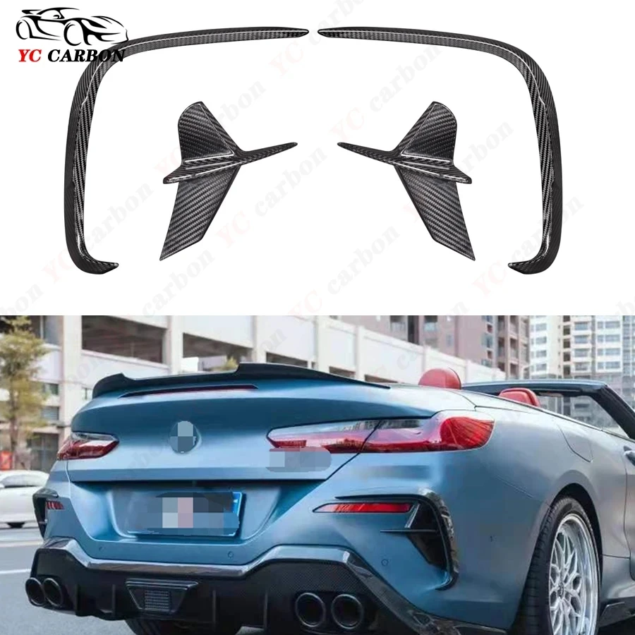 For BMW 8 Series G14 G15 G16 830i 840i 2017+ Carbon Car Styling Front Bumper Canards Wind knife Rear Bumber Splitter Body Kit