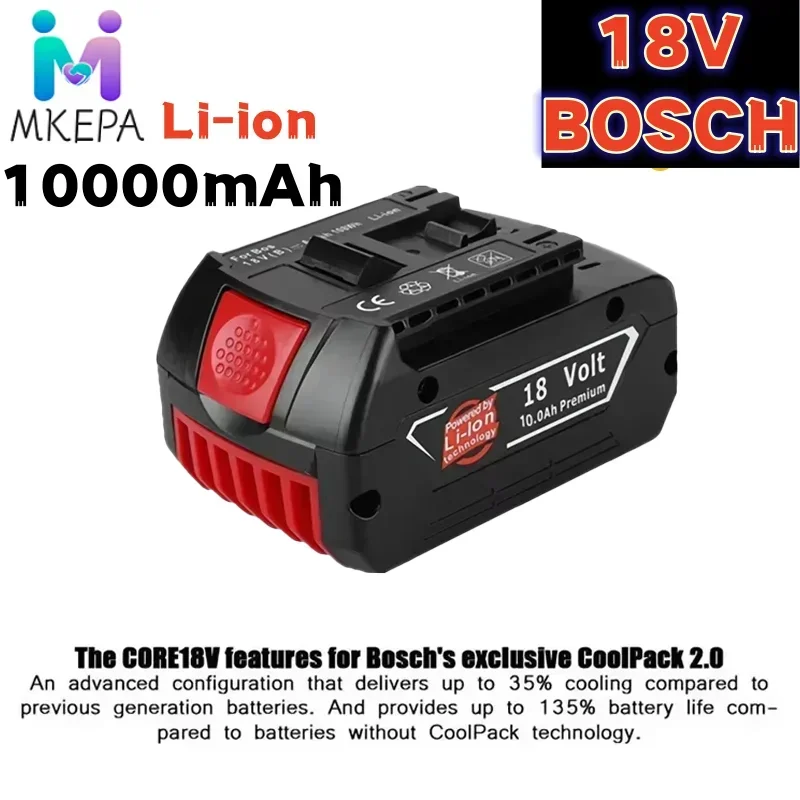 

2024-New Bosch 18V 10000mAh Lithium-ion Rechargeable Battery Bat609, Bat609g, Bat618, Bat618g, Bat614, Bosch Drill+ Charger